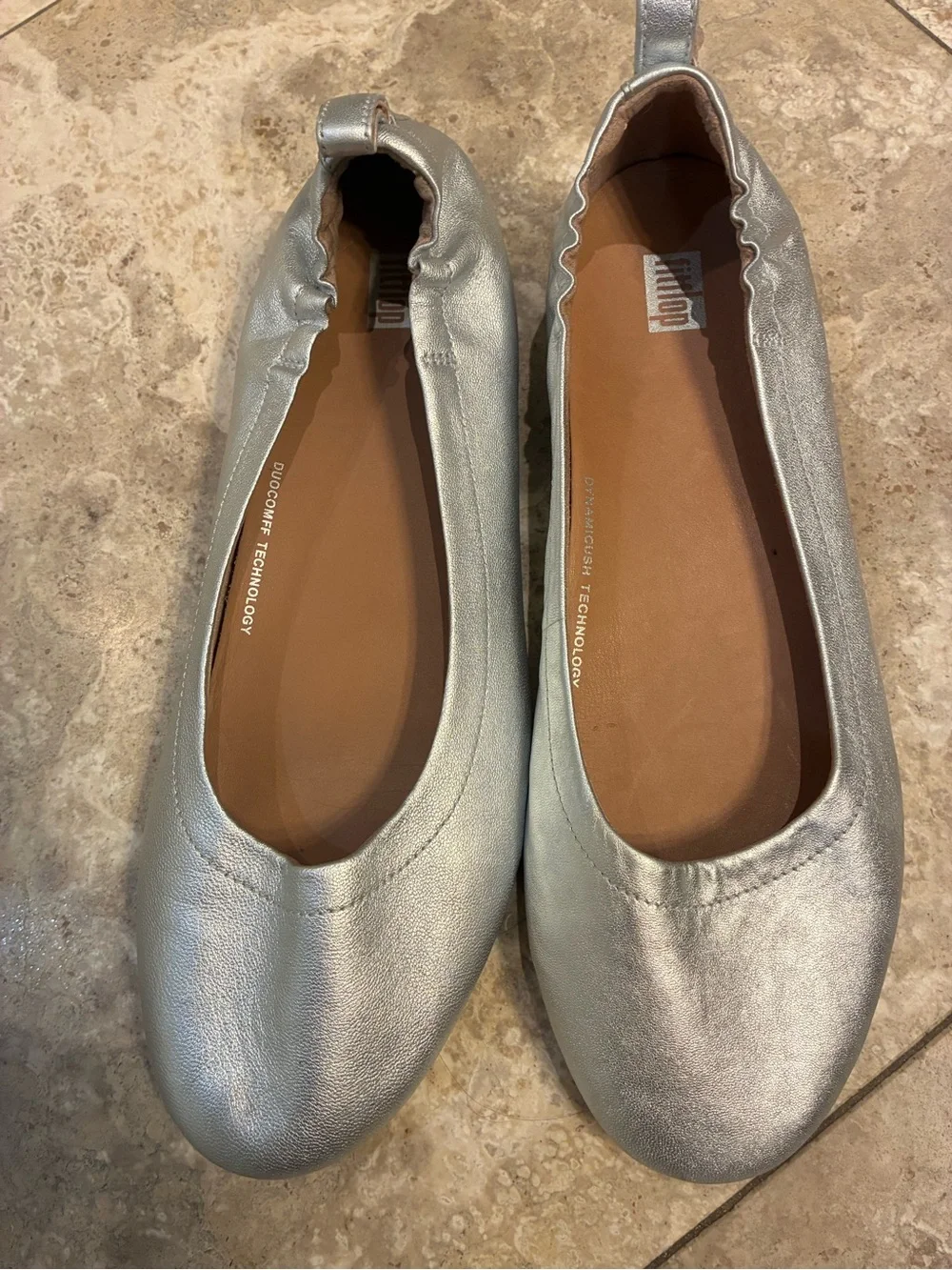 Fitflop Silver Metallic Ballet Slip-Ons new without tags